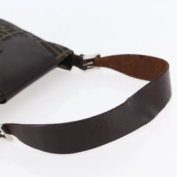 FENDI Zucca Canvas Mamma Baguette Shoulder Bag Black Brown Silver Auth SW1723 - Picture 8 of 16